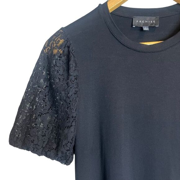 Premise Mixed Media Lace Puff Sleeve Blouse Large - Picture 5 of 5